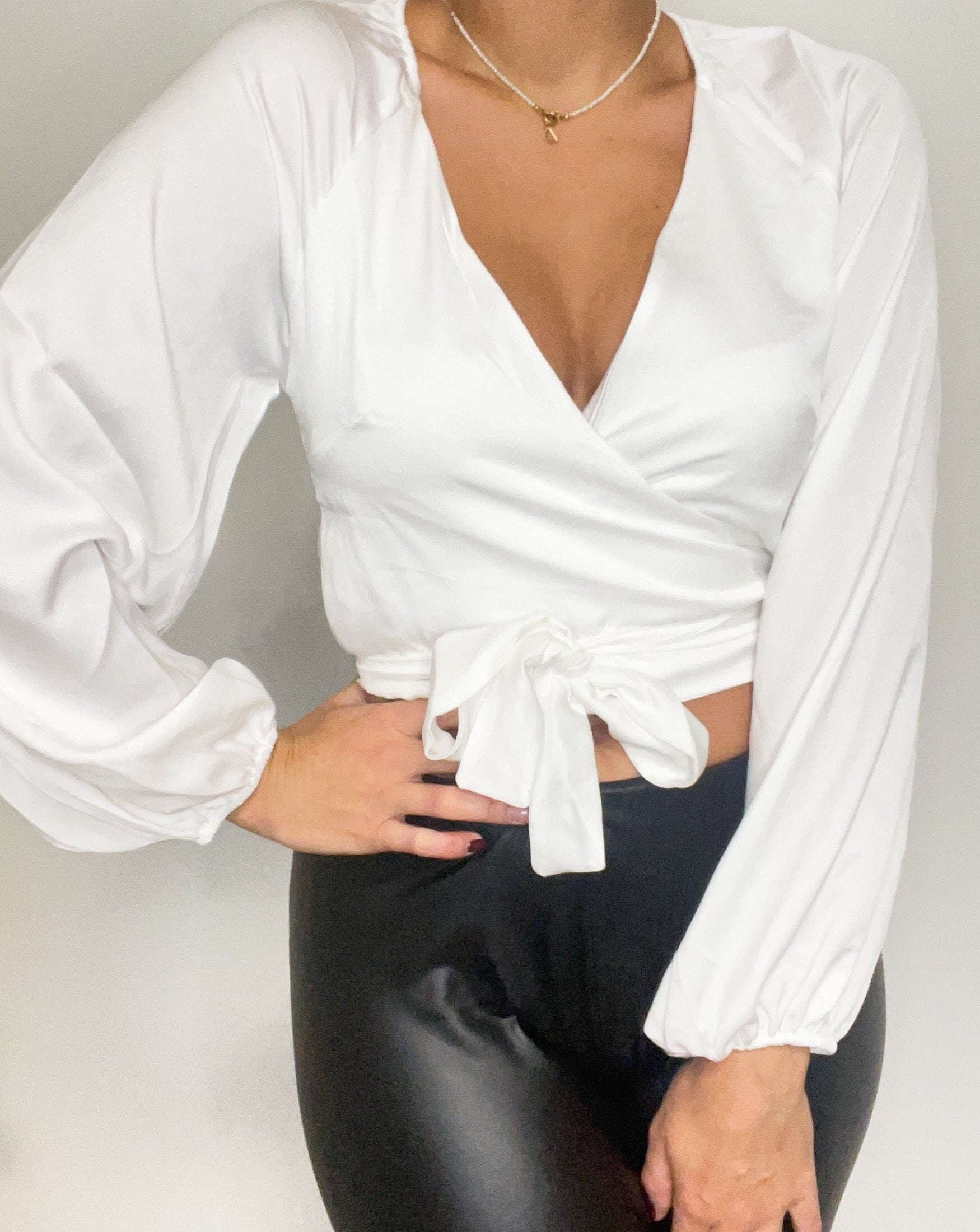 Wickelbluse weiss Clearance